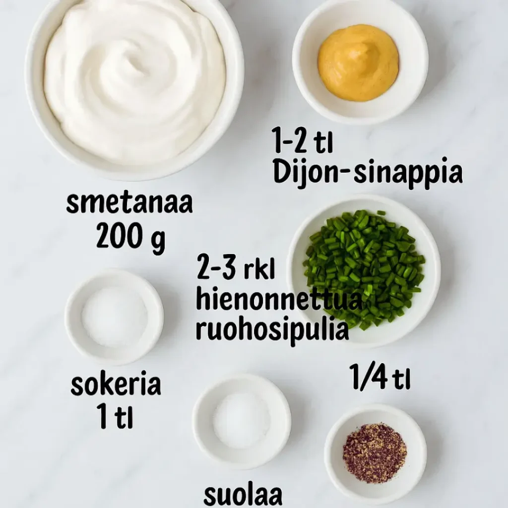 Kermaviilikastike ainesosat