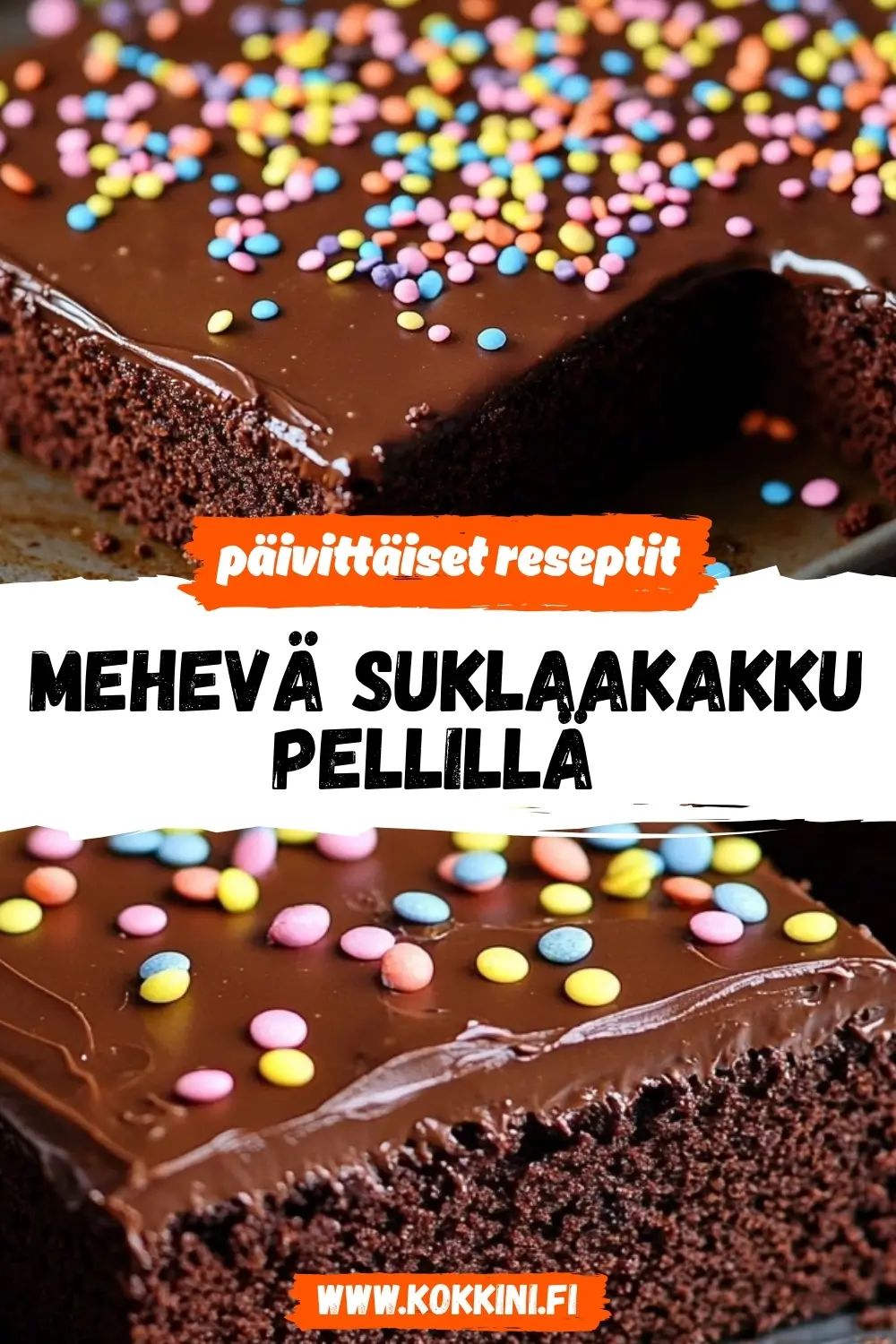 Täydellinen mehevä suklaakakku pellillä kotikeittiöön