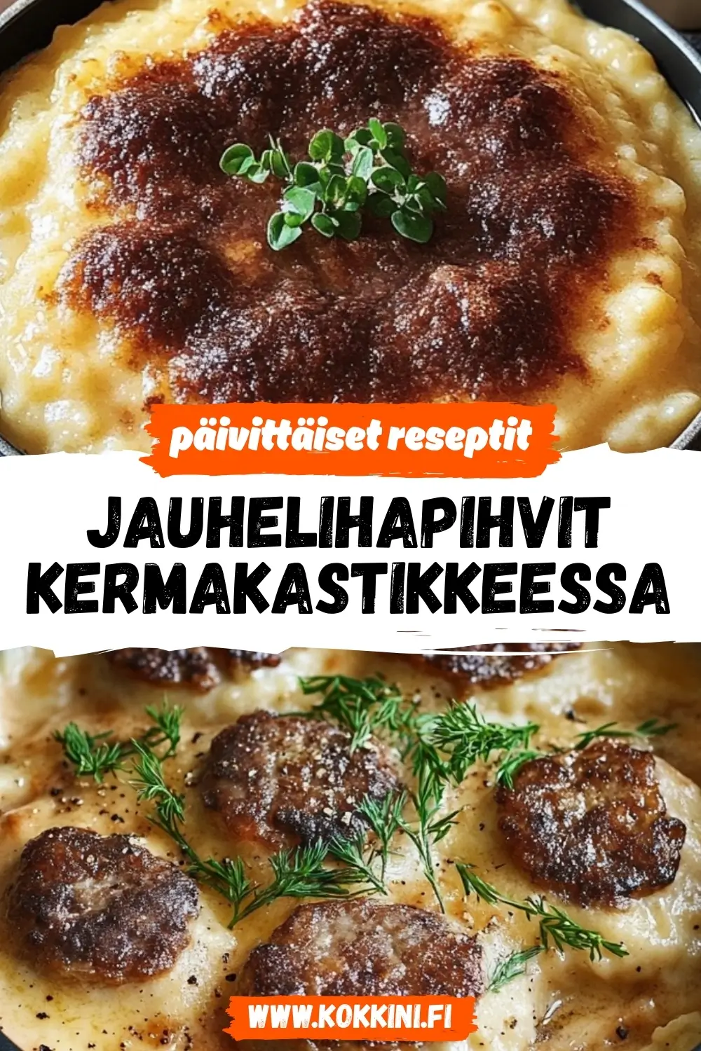 Helpot jauhelihapihvit kermakastikkeessa