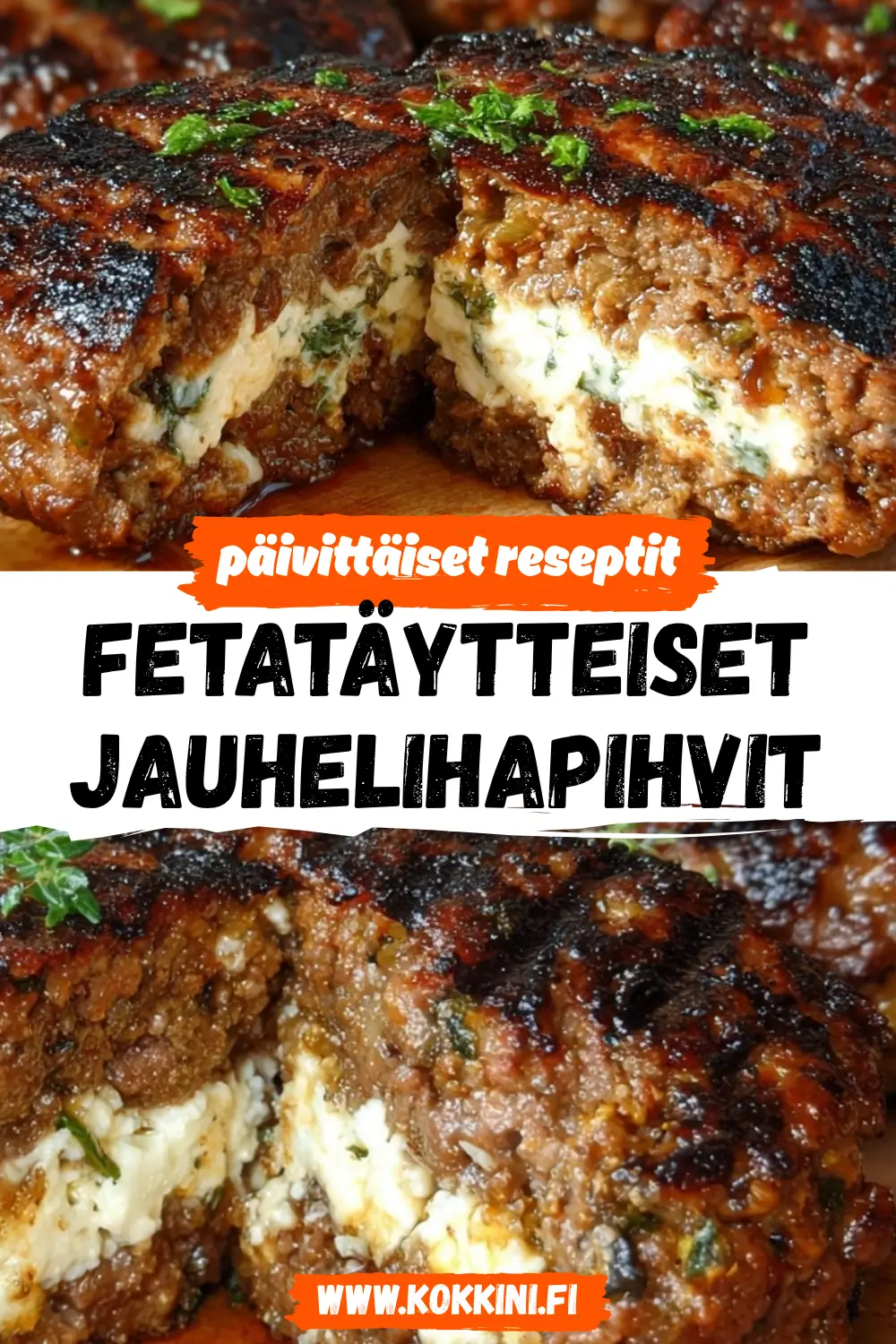 Fetatäytteiset jauhelihapihvit: mehevä kesäherkku
