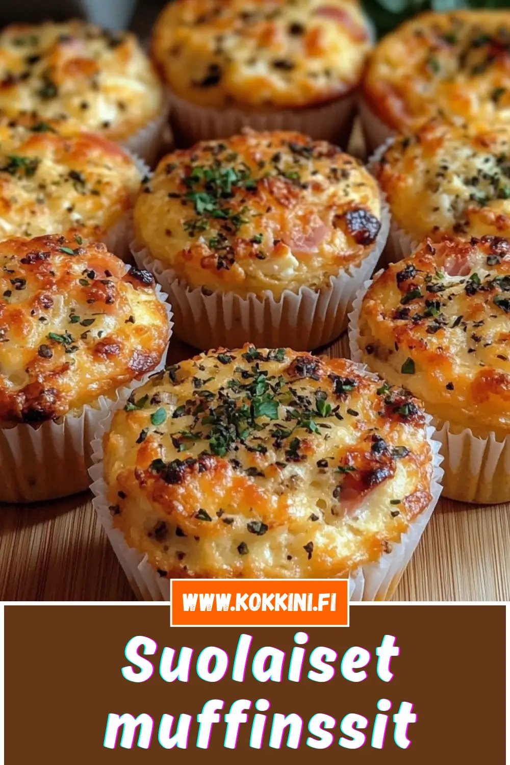 Suolaiset muffinssit kinkulla ja fetalla - katso ohje