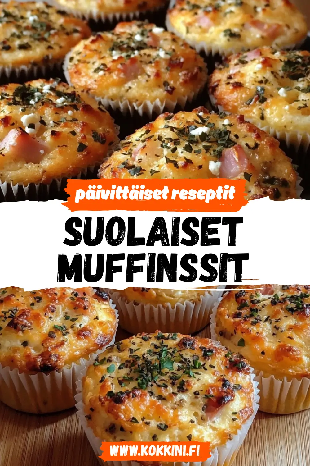 Suolaiset muffinssit kinkulla ja fetalla - katso ohje
