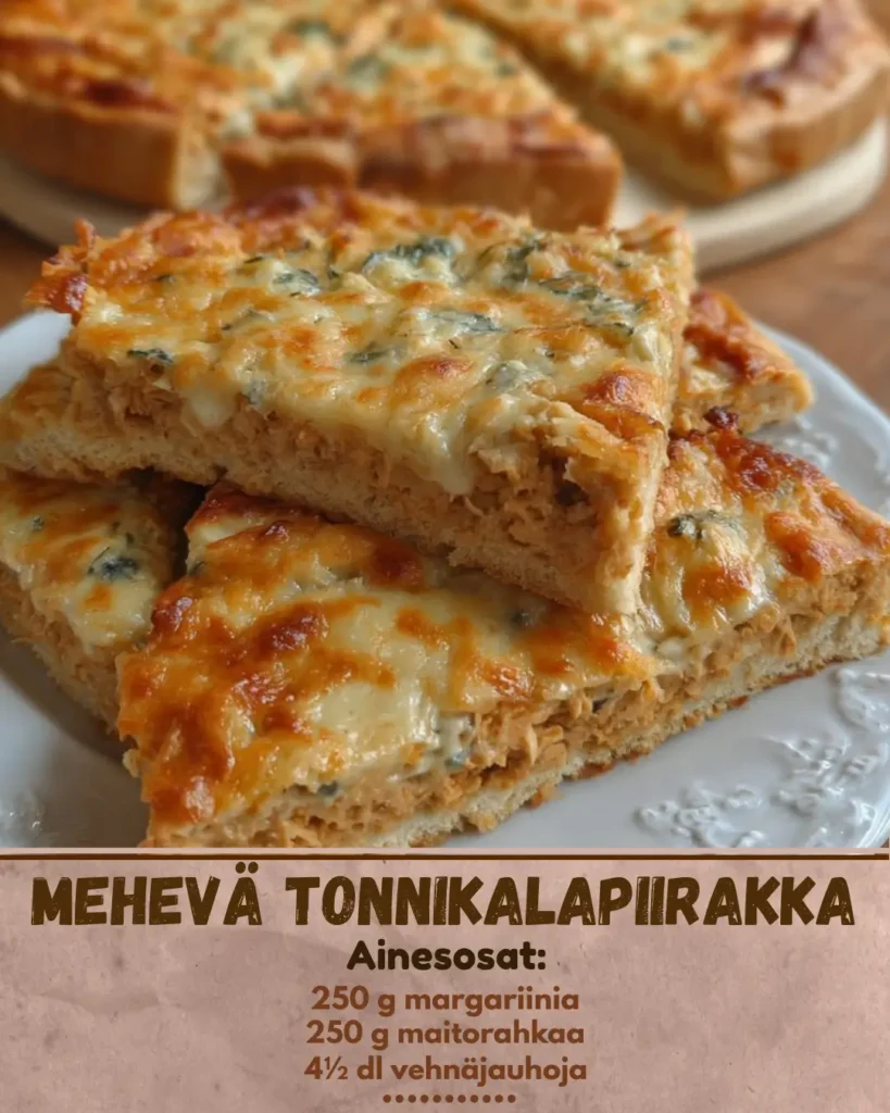 Mehevä tonnikalapiirakka: helppo resepti 30 min