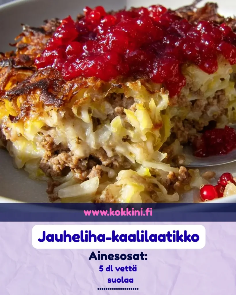 Jauheliha-kaalilaatikko: 30 min helppo resepti