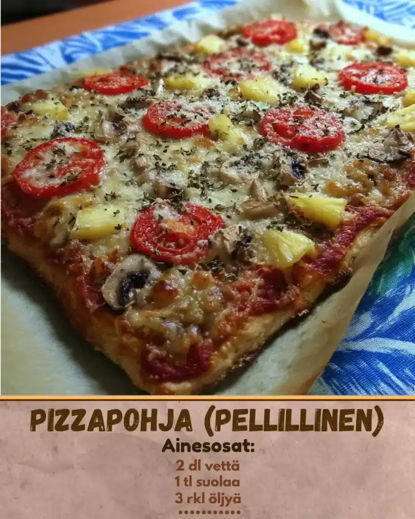 Pizzapohja resepti: 15 min valmistusaika