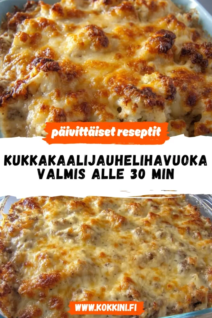 Kukkakaalijauhelihavuoka valmis alle 30 minuutissa!