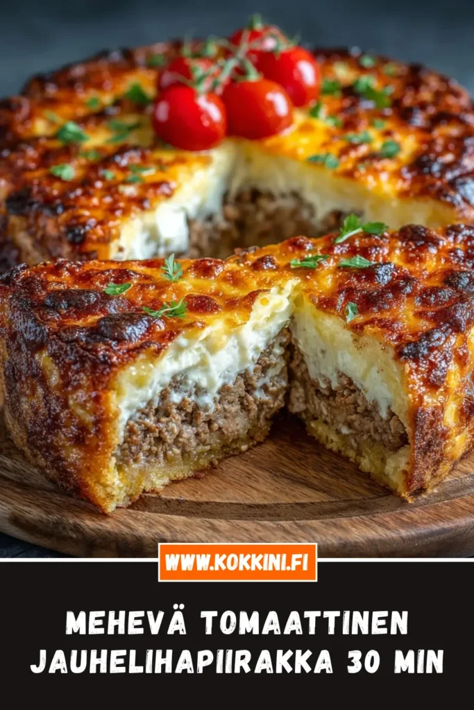 Mehevä tomaattinen jauhelihapiirakka 30 min