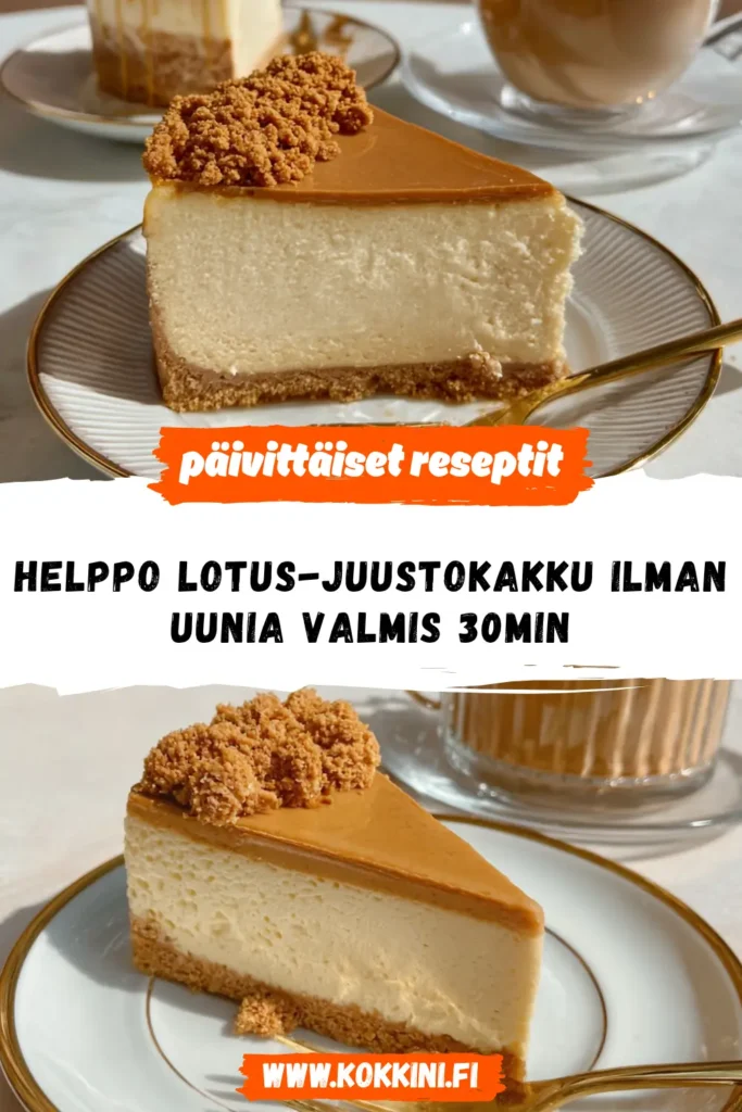 Helppo Lotus-juustokakku ilman uunia valmis 30min