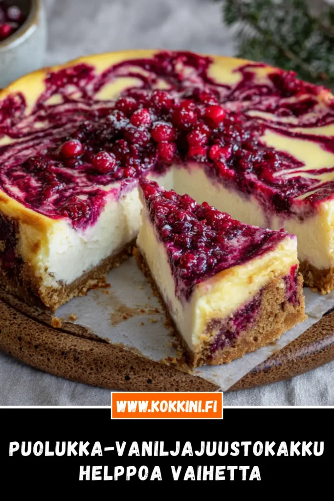 Puolukka-vaniljajuustokakku: 5 helppoa vaihetta