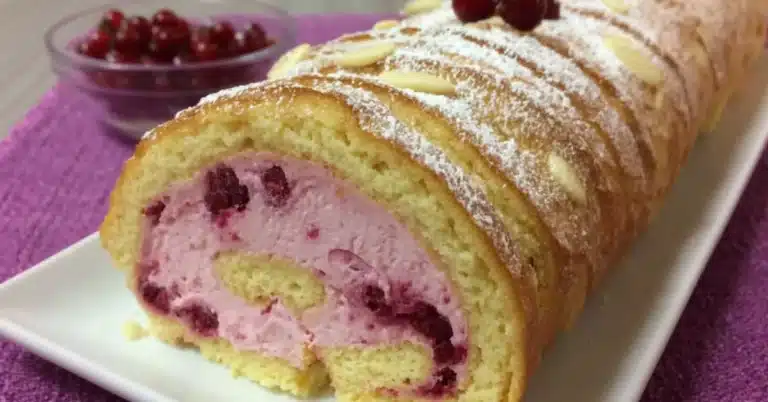 Puolukka-mansikkarahka-kääretorttu alle 30 min