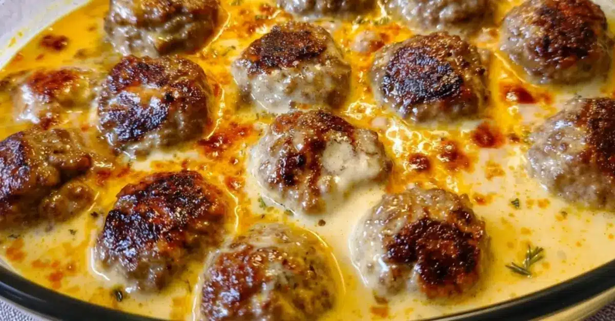 Suussa sulavat lihapullat uunissa kermakastikkeessa