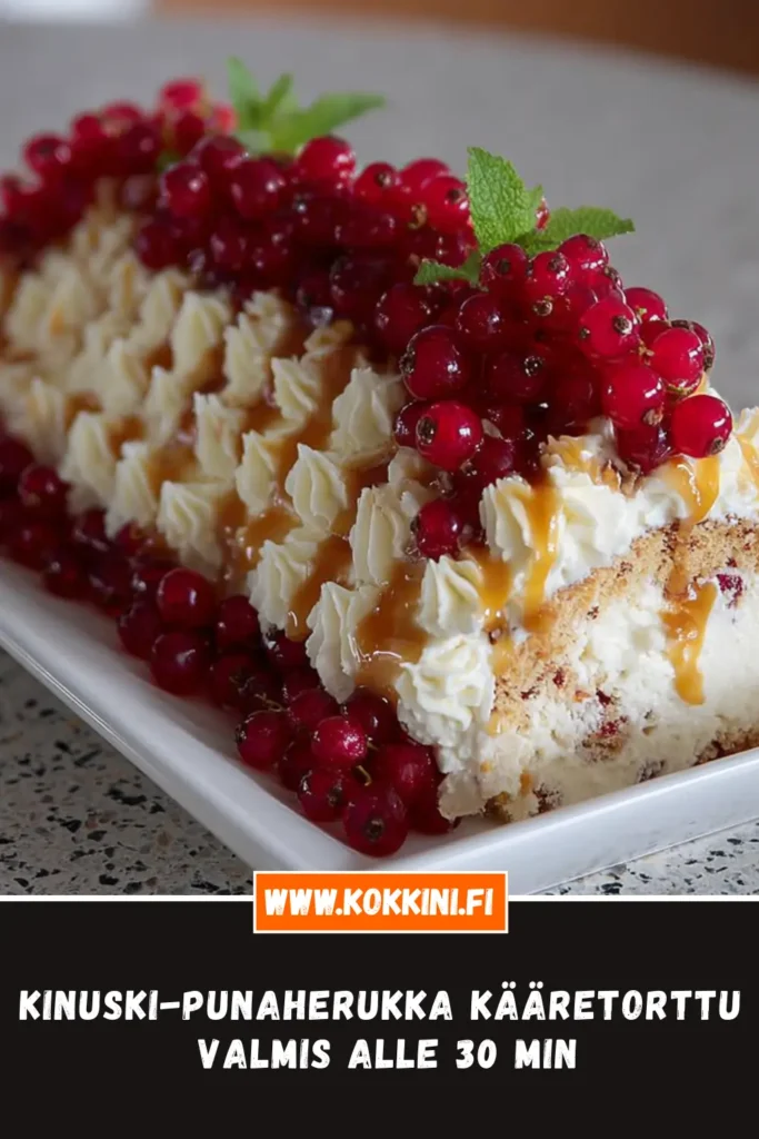 Kinuski-punaherukka kääretorttu: valmis alle 30 min