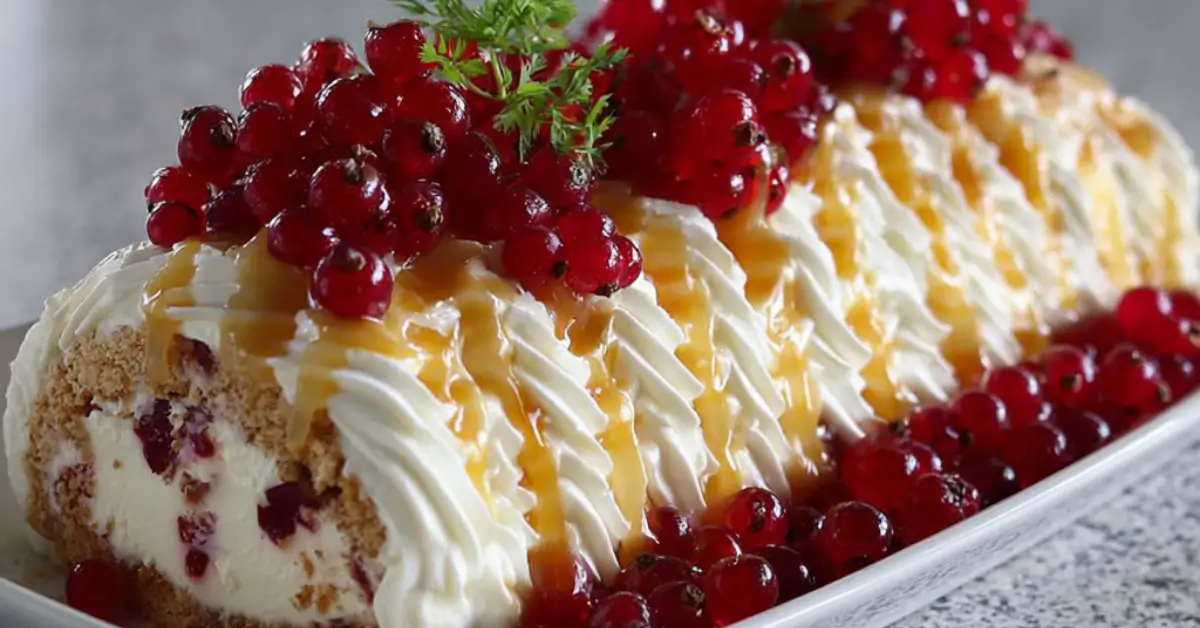 Kinuski-punaherukka kääretorttu: valmis alle 30 min