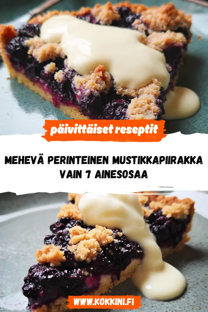 Mehevä perinteinen mustikkapiirakka – Vain 7 ainesosaa