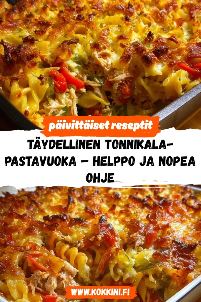 Juustoinen tonnikala-pastavuoka – koko perheen suosikki