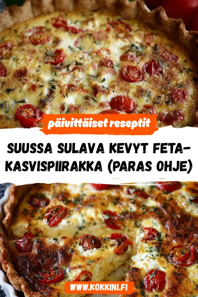 Kevyt feta-kasvispiirakka: Valmis alle 45 minuutissa