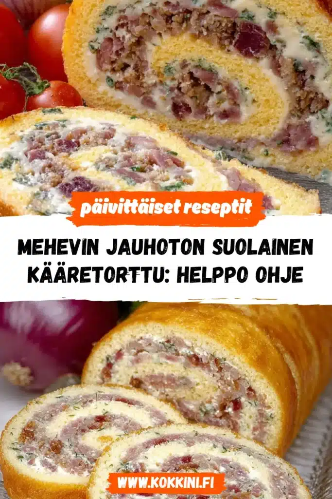 Mehevin jauhoton suolainen kääretorttu: Helppo ohje