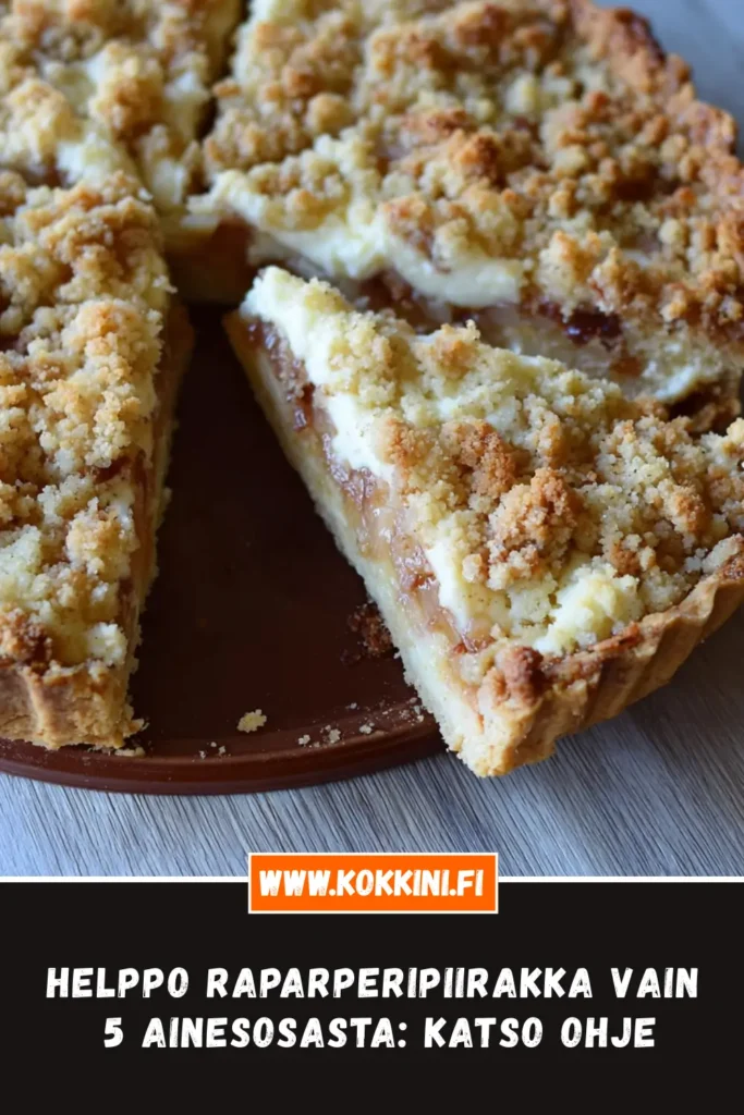Helppo raparperipiirakka vain 5 ainesosasta: katso ohje