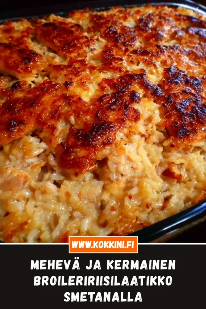 Mehevä ja kermainen broileririisilaatikko smetanalla