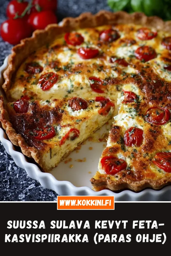 Kevyt feta-kasvispiirakka: Valmis alle 45 minuutissa
