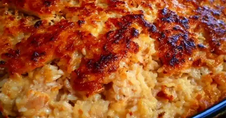 Mehevä ja kermainen broileririisilaatikko smetanalla