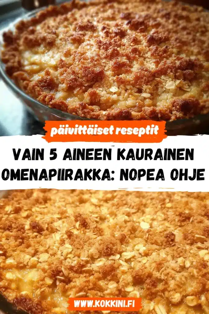 Vain 5 aineen kaurainen omenapiirakka – Nopea ohje