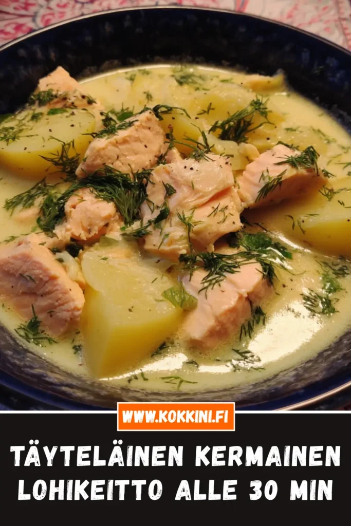 Täyteläinen kermainen lohikeitto alle 30 minuutissa