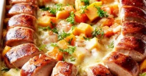 Mehevä uunimakkara bataatti-juuresgratiinilla – helppo ohje