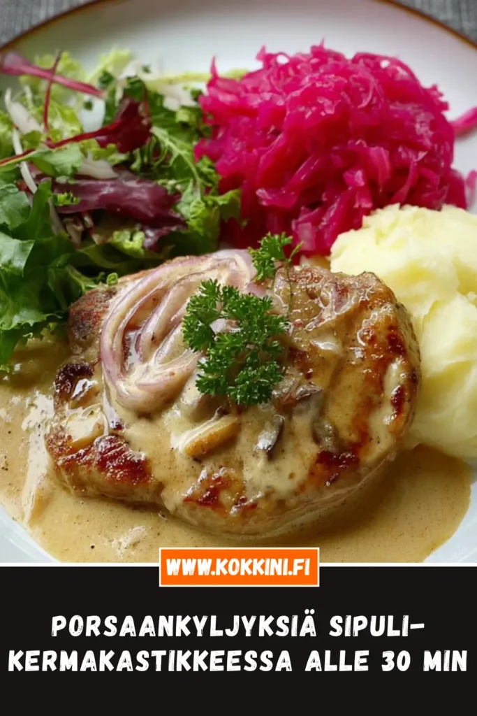 Porsaankyljyksiä sipuli-kermakastikkeessa alle 30 min