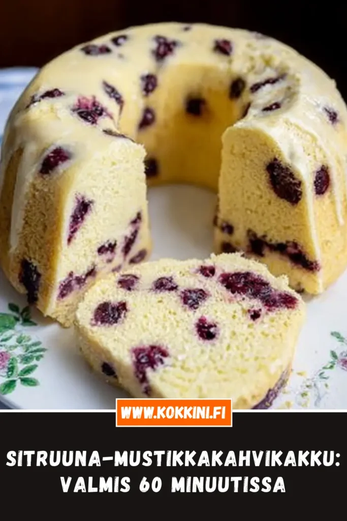 Sitruuna-mustikkakahvikakku: valmis 60 minuutissa