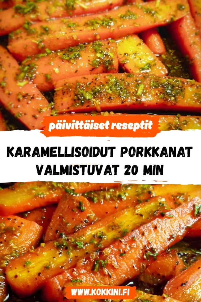 Karamellisoidut porkkanat valmistuvat 20 minuutissa