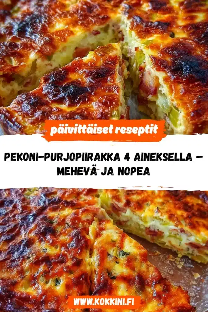 Pekoni-purjopiirakka 4 aineksella – mehevä ja nopea