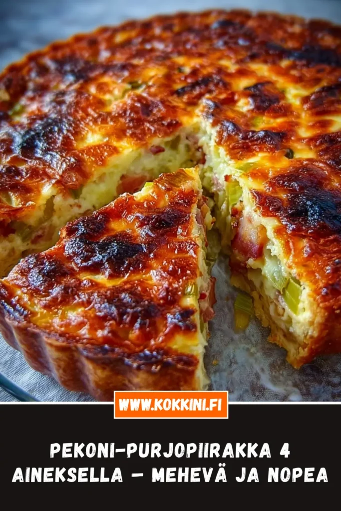 Pekoni-purjopiirakka 4 aineksella – mehevä ja nopea