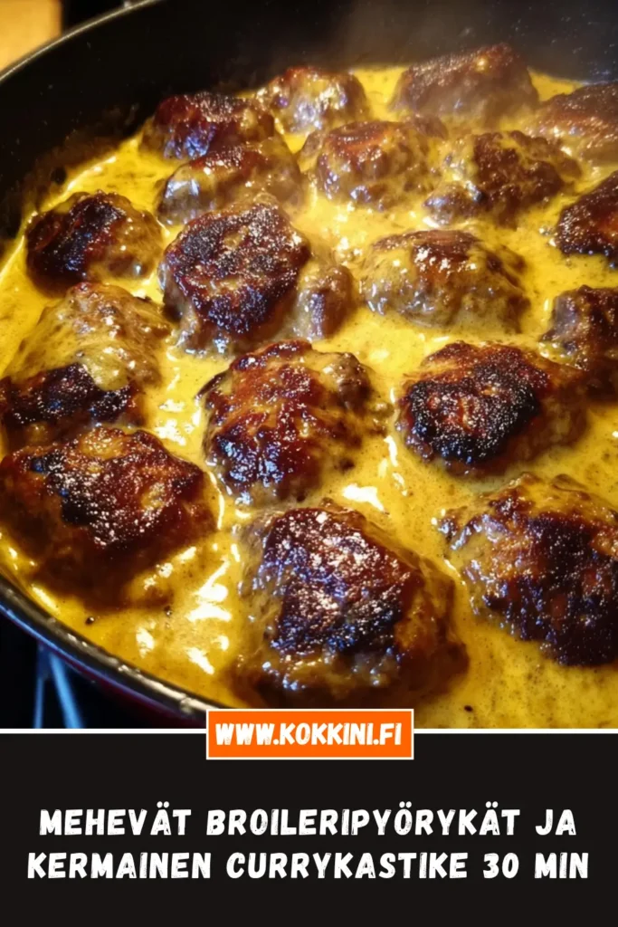 Mehevät broileripyörykät ja kermainen currykastike 30 min