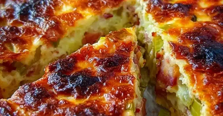 Pekoni-purjopiirakka 4 aineksella – mehevä ja nopea