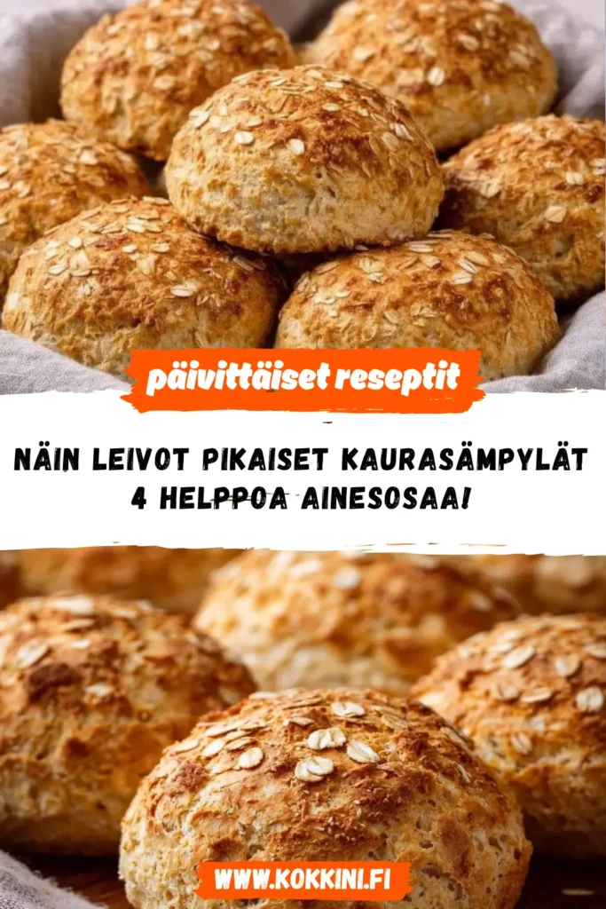 Näin leivot Pikaiset kaurasämpylät: 4 helppoa ainesosaa!
