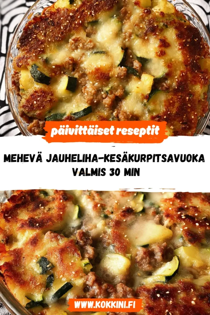 Mehevä jauheliha-kesäkurpitsavuoka – valmis 30 minuutissa