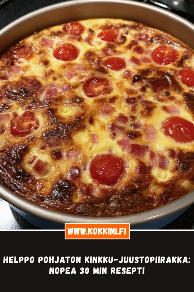 Helppo pohjaton kinkku-juustopiirakka – nopea 30 min resepti