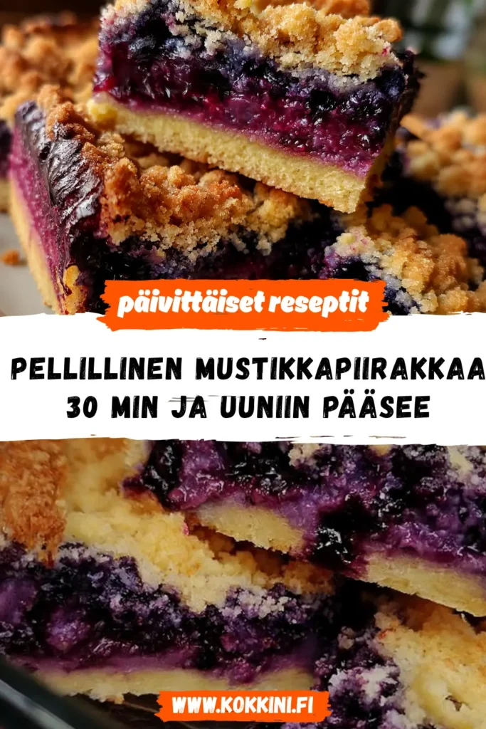 Pellillinen mustikkapiirakkaa: 30 min ja uuniin pääsee