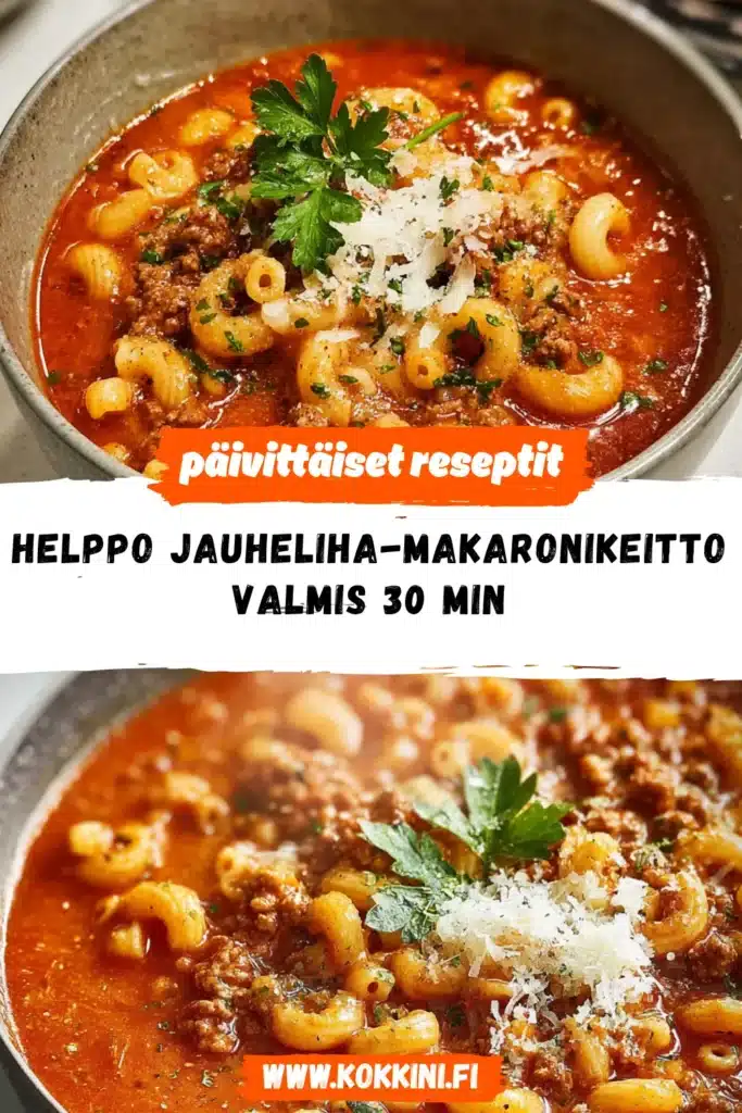 Helppo jauheliha-makaronikeitto – valmis 30 minuutissa!