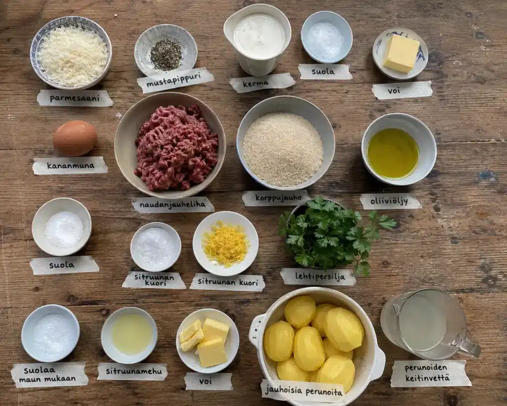 Parmesaanilihapullat ja sitruunamuusi – nopea 30 min ateria!