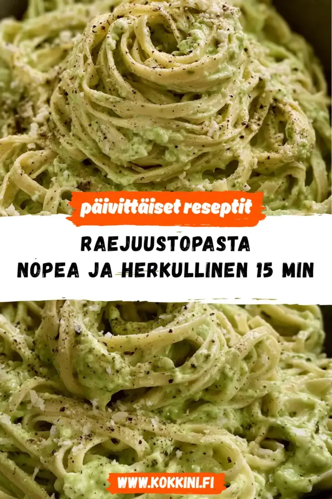 raejuustopasta reseptikuva valmiista annoksesta