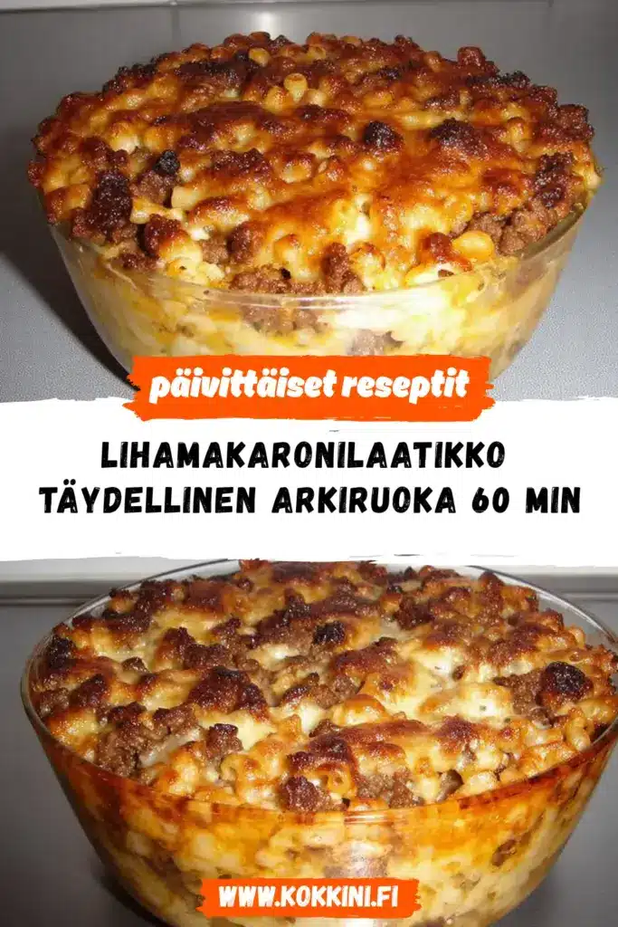Lihamakaronilaatikko reseptikuva valmiista annoksesta