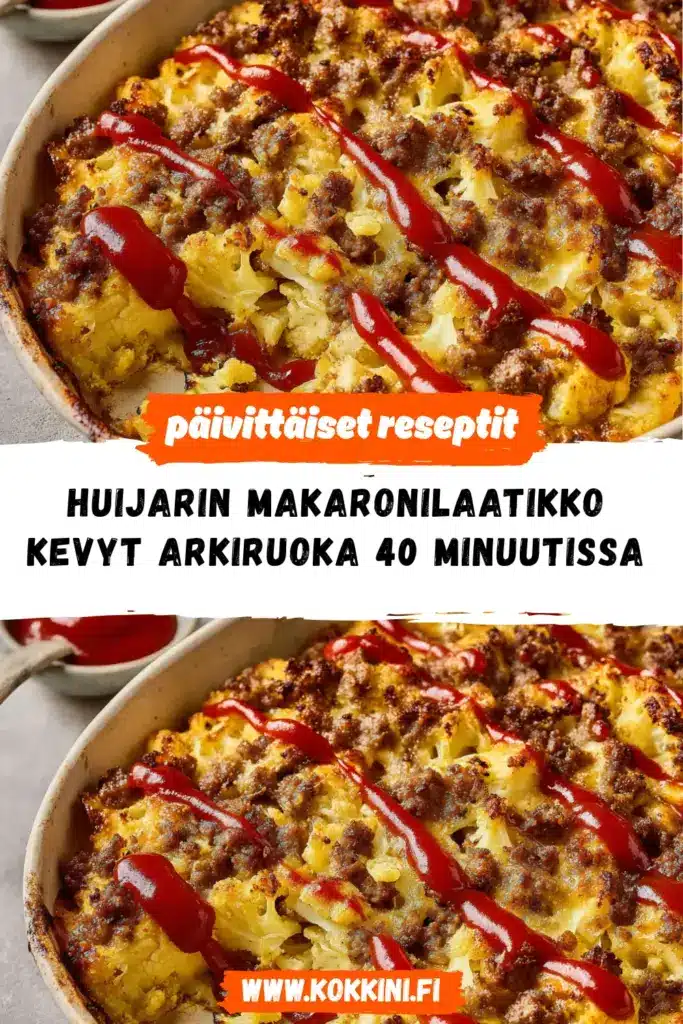 huijarin makaronilaatikko reseptikuva valmiista annoksesta