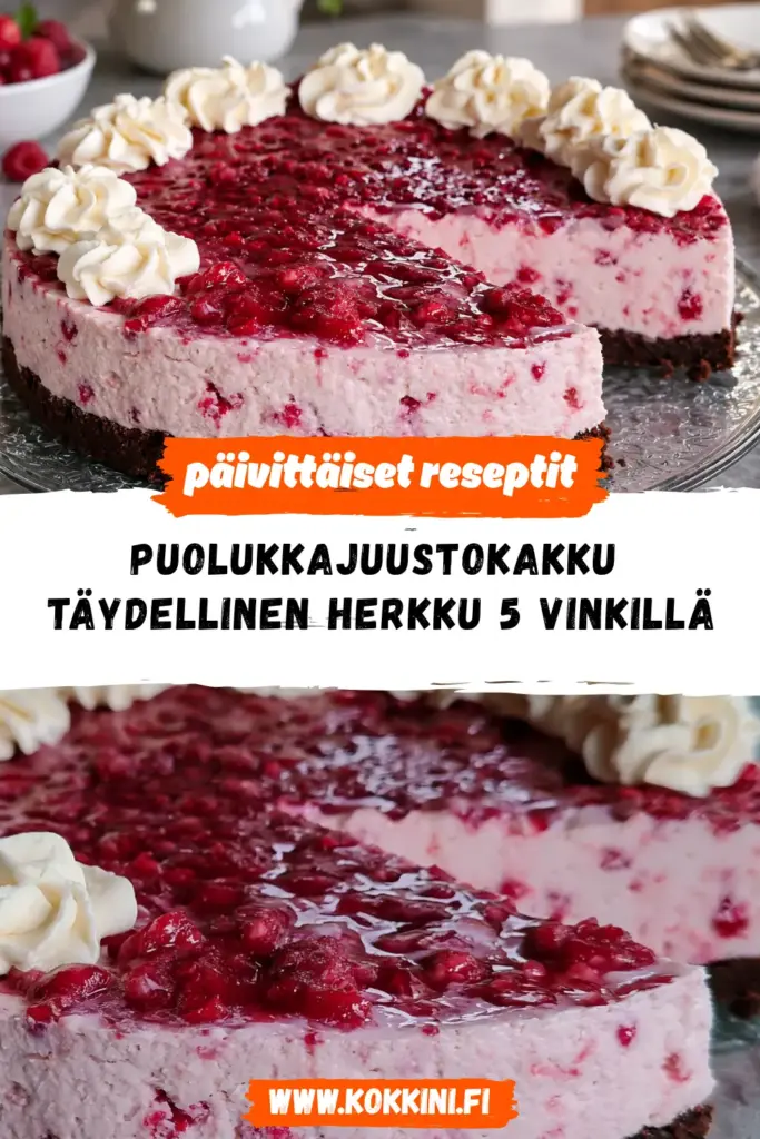 puolukkajuustokakku reseptikuva valmiista annoksesta