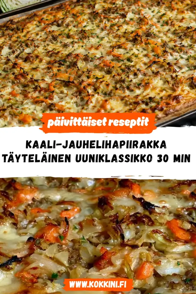 kaali-jauhelihapiirakka reseptikuva valmiista annoksesta