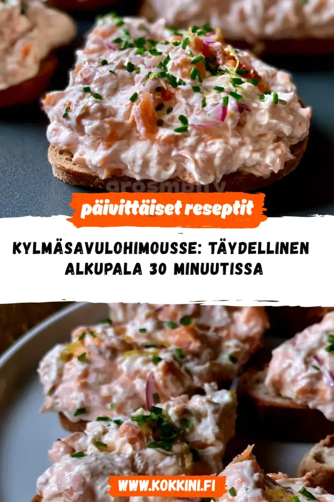 Kylmäsavulohimousse reseptikuva valmiista annoksesta