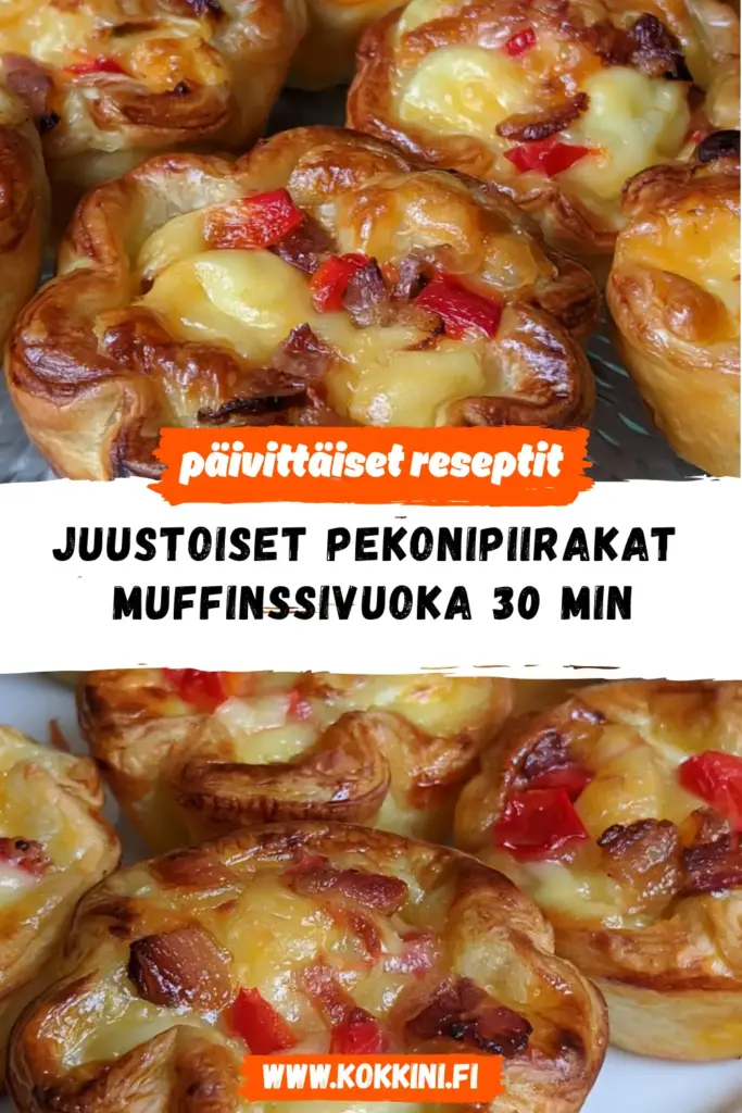 juustoiset pekonipiirakat reseptikuva valmiista annoksesta