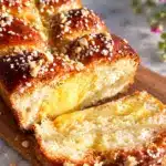 Pannupulla kreemitäytteellä ja hasselpähkinärouheella