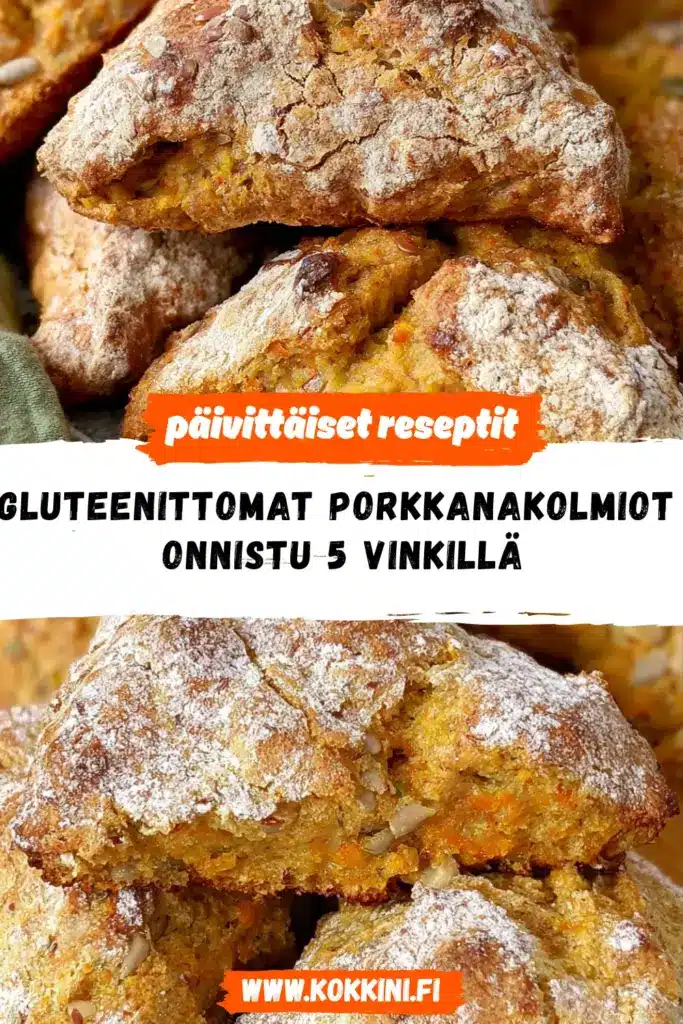 gluteenittomat porkkanakolmiot reseptikuva valmiista annoksesta
